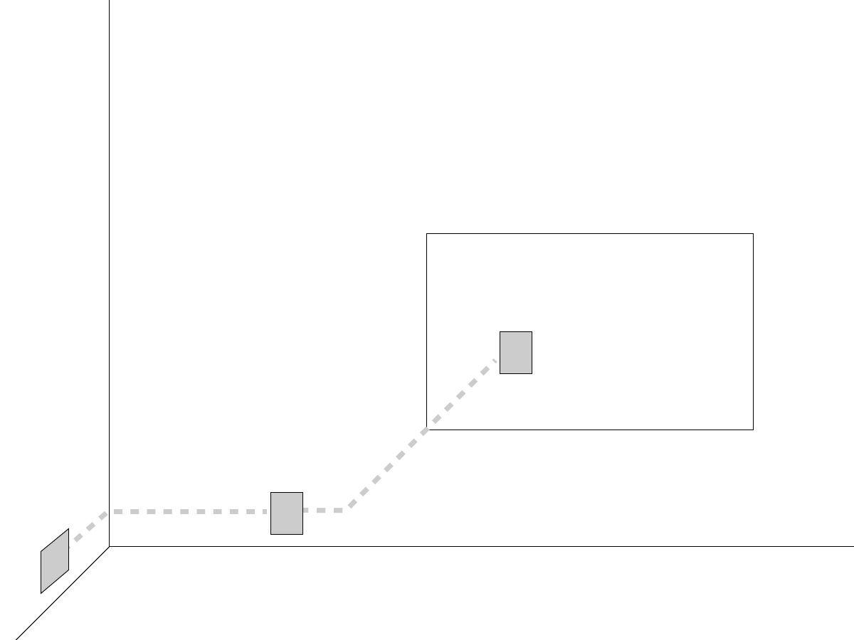 簡単な配線経路図。点線の部分が壁内経由です。