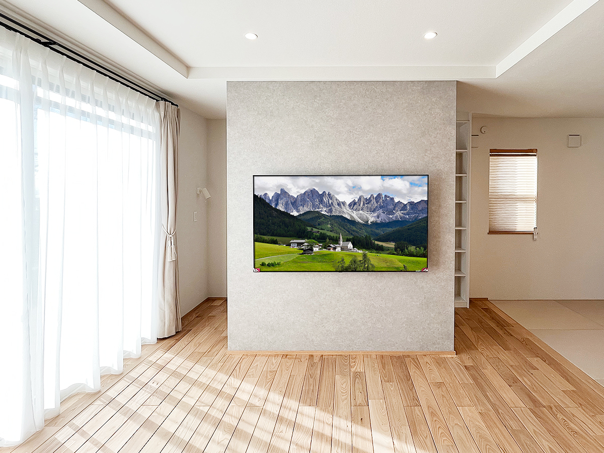 愛知県春日井市でLGの有機ELテレビを壁掛け専用の壁面に設置けしました。