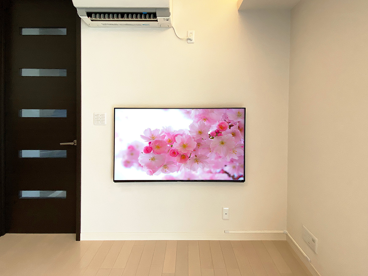 愛知県豊田市で石膏ボード壁に55型有機ELテレビ(パナソニック ビエラ TH-55FZ950)を壁掛け 愛知県豊田市で石膏ボード壁に55型有機ELテレビ(パナソニック ビエラ TH-55FZ950)を壁掛け