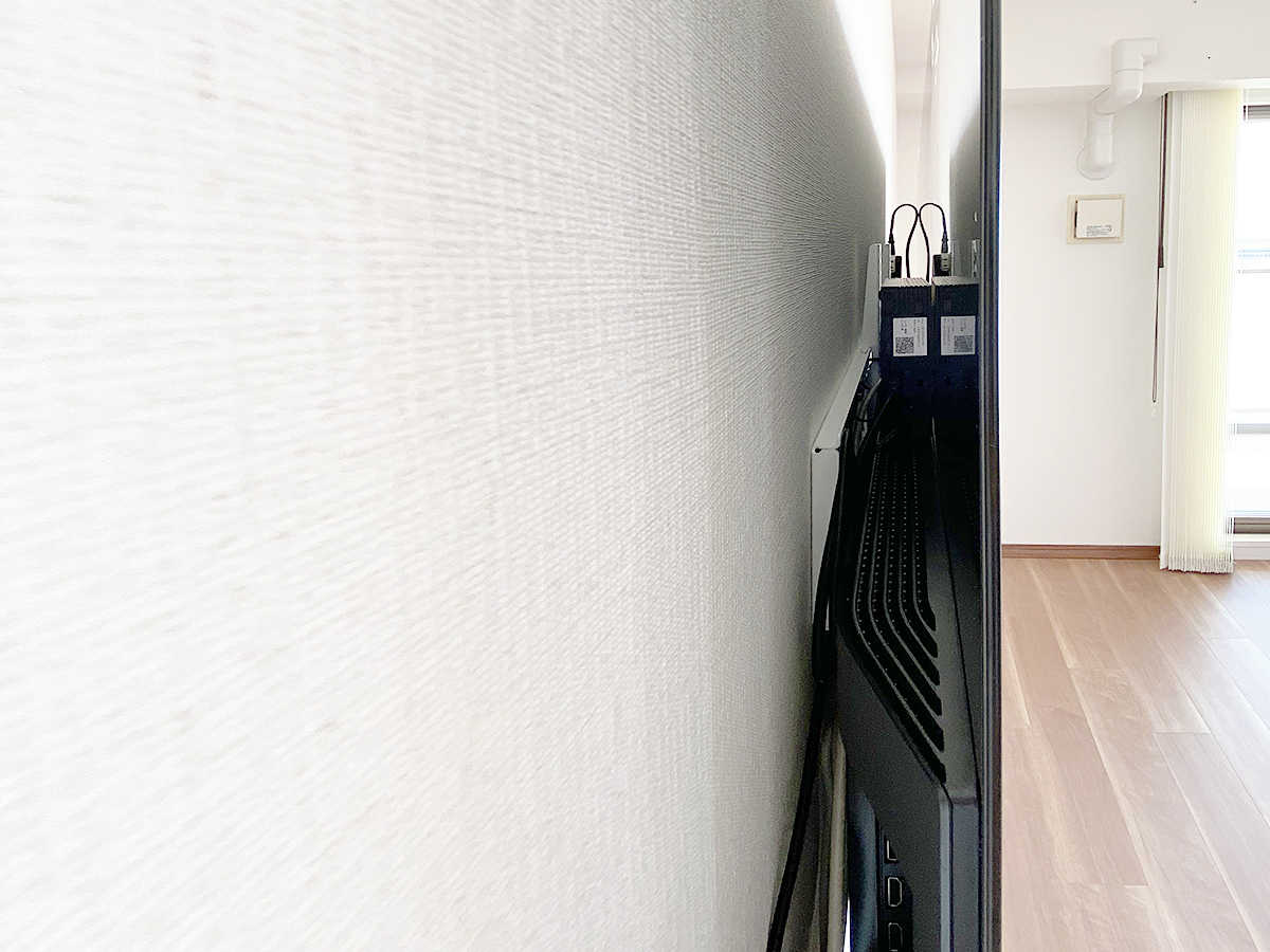 愛知県豊田市で分譲マンションの石膏ボード壁面にLGの55インチ有機ELテレビ(OLED 55BXPJA)を壁掛け