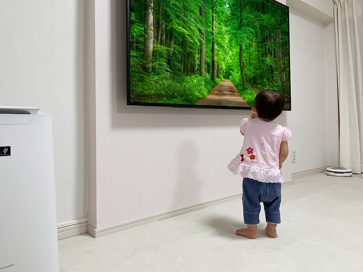小さなお子さんがいらっしゃるご家庭ではテレビの転倒防止として壁掛けテレビが人気です。壁掛けにすると手が届きにくくなり、お子さんが間違って倒してしまう心配もありません。