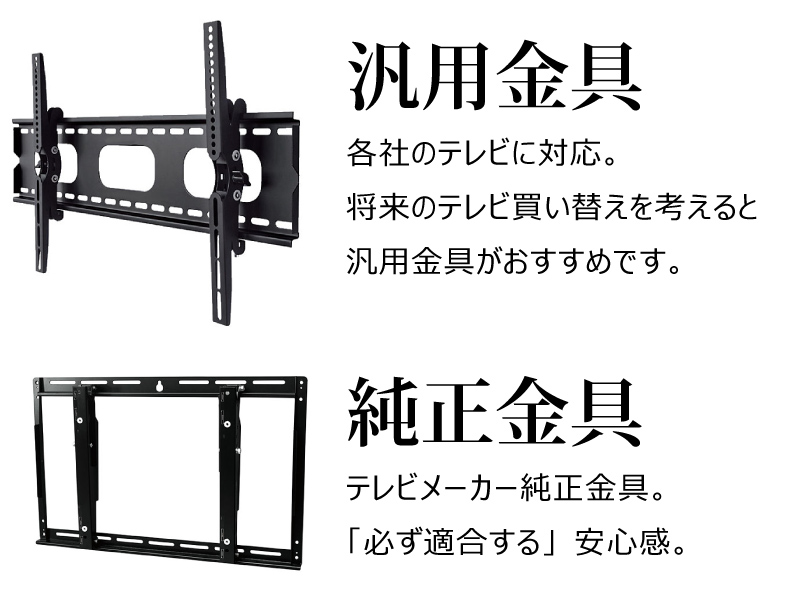 金具は各社のテレビに対応した汎用金具がおすすめです。