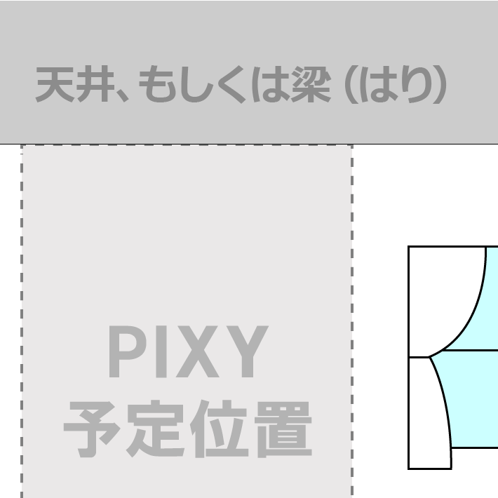 壁面と天井の様子と天井までの高さ